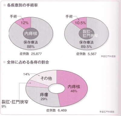 各疾患別の手術率(平田肛門科医院)